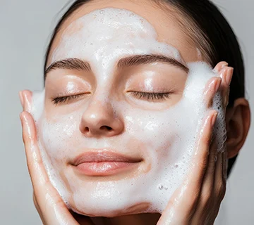 woman enjoys a facial cleansing treatment